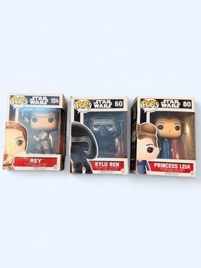 Star Wars Funko Pop! Vinyl Set Kylo Ren, Rey, Princess Leia